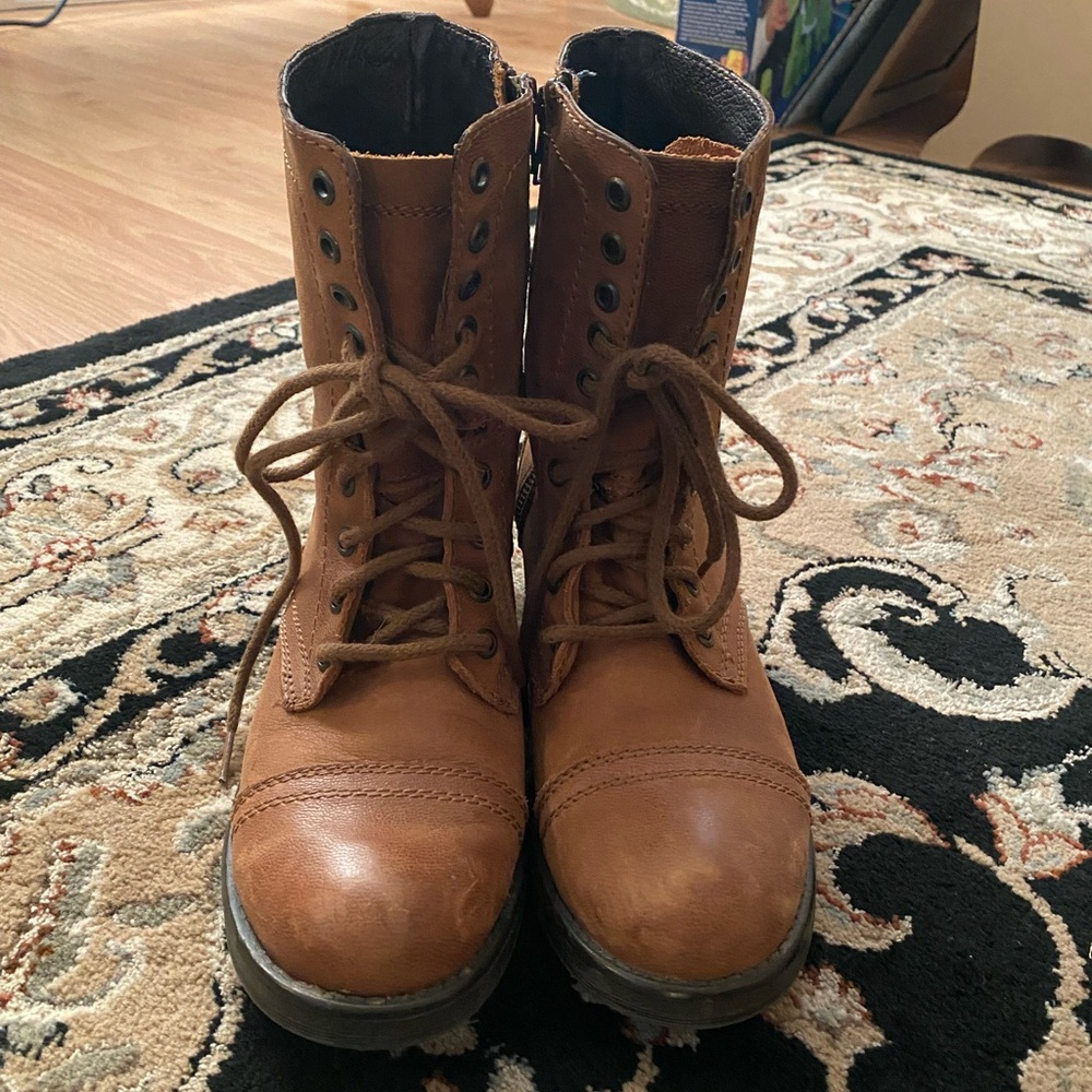 Steve Madden Troopa 2.0 Combat Boots Leather Size 9 BARELY WORN